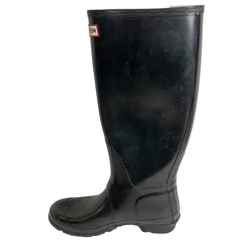 Hunter  Original Women's Glossy Black Tall Rain Boots Size 8