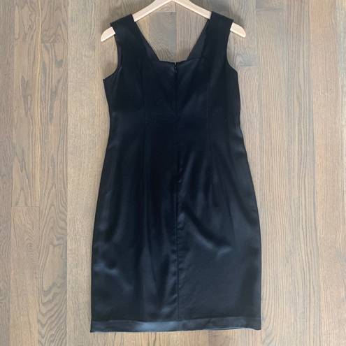 L'AGENCE Black Satin Deep V Plunge Mini Dress Size 8