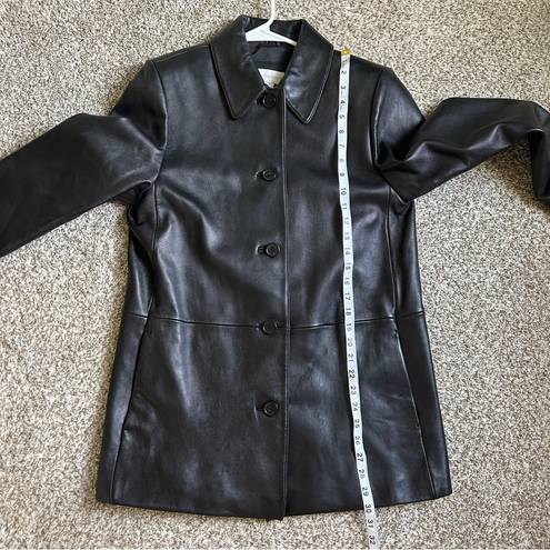 Liz Claiborne  Sleek Black Leather Jacket Vintage 90s Retro Classic Casual Small