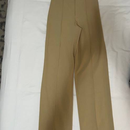 Pull & Bear High Waisted Seam Front Khaki Tailored Trouser Pants