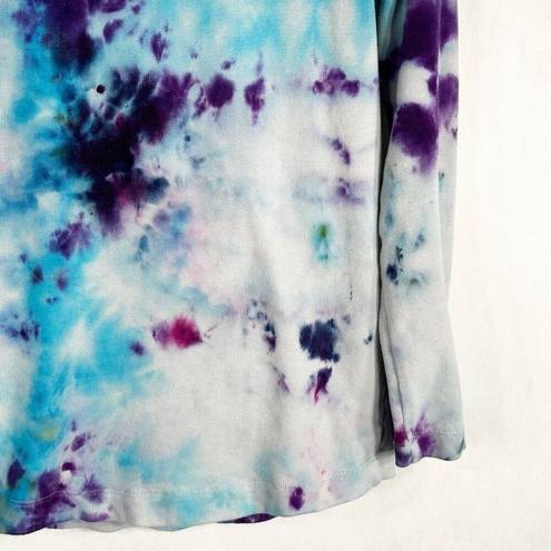 J.Jill Pure  Small Top Winter Flurry Tie Dye Handmade Gray Blue Purple Cotton 657