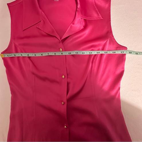 St. John  Hot Pink Sleeveless Button Down Blouse