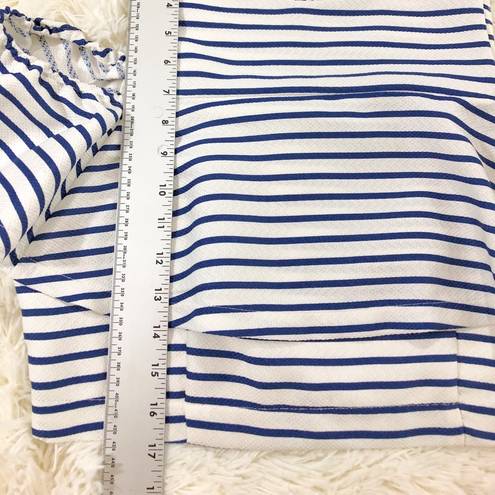 J.O.A. white blue striped croptop cold shoulder Large