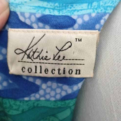 Kathie Lee Collection blue multi pattern midi tank dress size 10