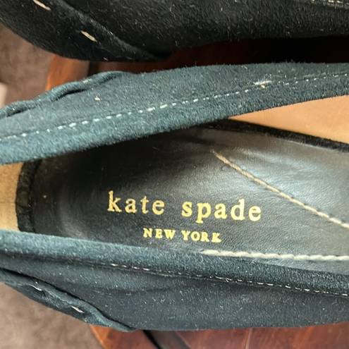 Kate Spade : Black Suede Whipstitch Kitten (Low) Heel Shoe- 10M