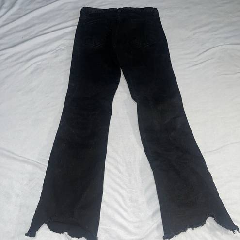 Oak + Fort  Women's Black High Rise Skinny Jeans Raw Scalloped Hem Medium Ankle