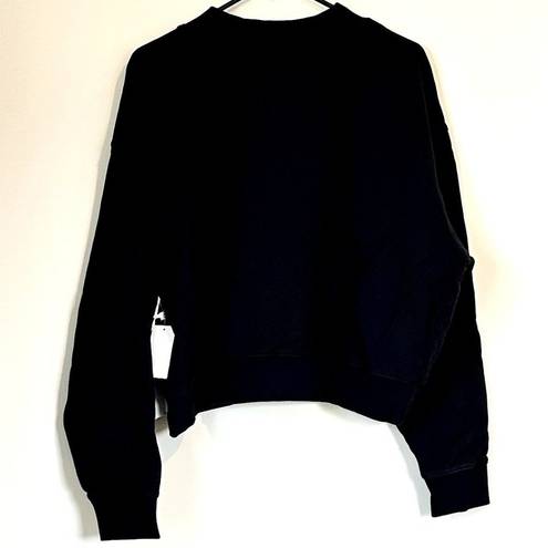 Good American NWT  Black Cropped Crewneck Sweatshirt - Size 5 (XXL)