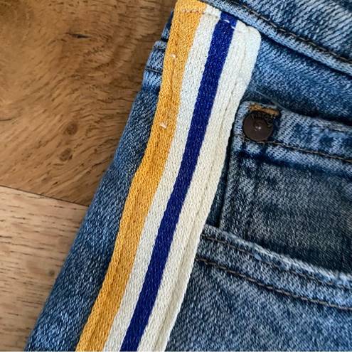 Pistola  Denim Monroe Mid Rise Striped Crop in Blue and Yellow