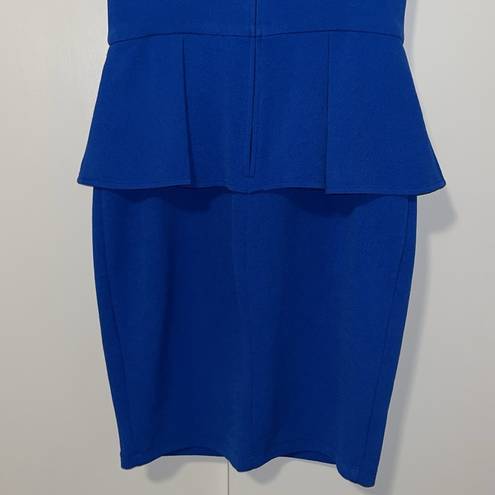 Bisou Bisou NWT  Royal Blue Sleeveless Peplum Dress Bodycon Stretchy Knit Women 8