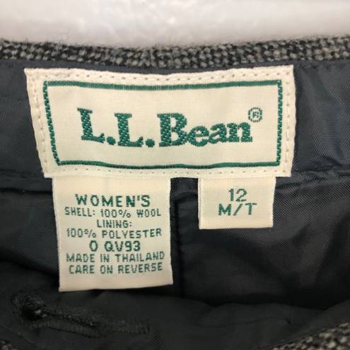 L.L.Bean  Women's Vintage Gray Wool Tweed High Waisted Trouser Pants Size 12 Tall