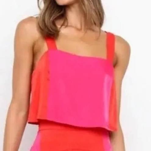 Petal and Pup  Lula Red & Pink Colorblock Cropped Tank Top 4