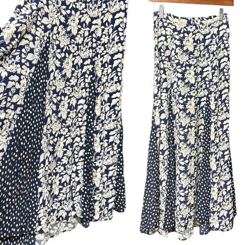 Polo  Ralph Lauren Womens Maxi Skirt Size 2 Blue and White Floral Panelled