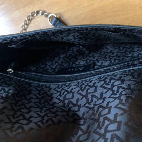 DKNY   authentic black leather chain clutch purse bag, Medium.