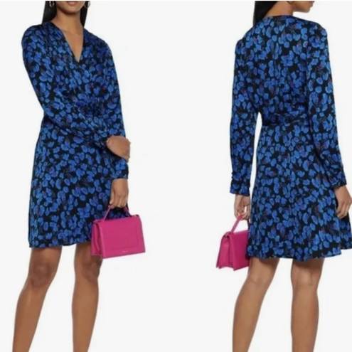 Equipment  Collie Floral Faux Wrap Blue Print Crepe Dress Size Small S