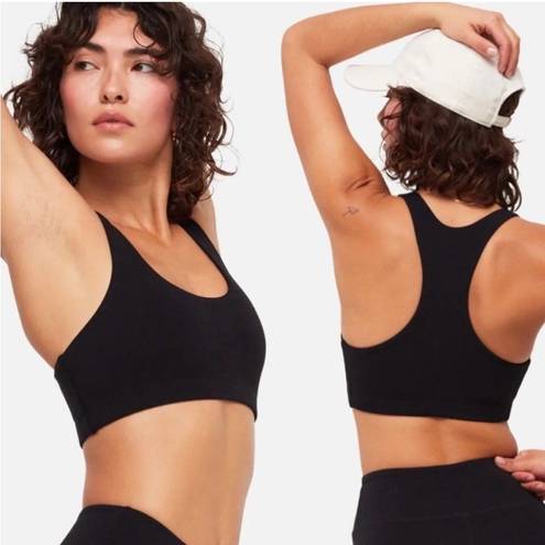 Mate the Label  Organic Cotton Stretch Sports Bra L Black