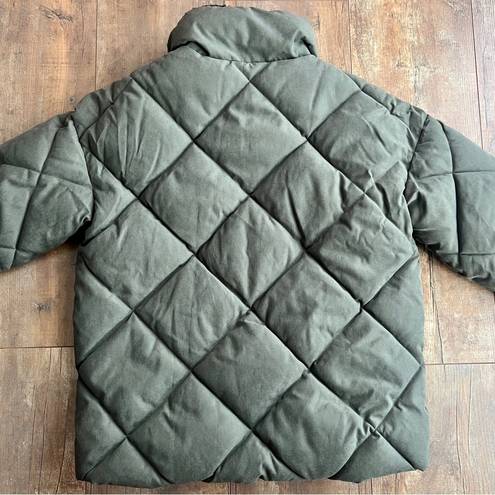 Universal Threads Universal Thread Full Zip Utility Quilted Water Resistant Puffer Green Coat