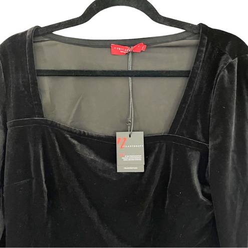 n:philanthropy NWT  Square Neck Long Sleeve Velvet Top Black sZ L