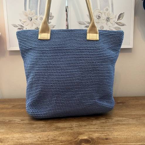 The Sak  Elliott Lucca Blue and Tan Hand Crochet Tote