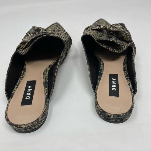 DKNY  Pier Baroque Tapestry Brocade Metallic Fabric Mules Slides Shoes womens 7.5