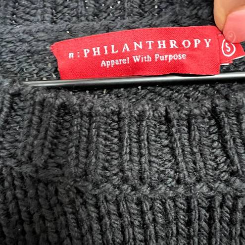 n:philanthropy  Distressed Knit Sweater Womens Size Small Black Cotton Blend