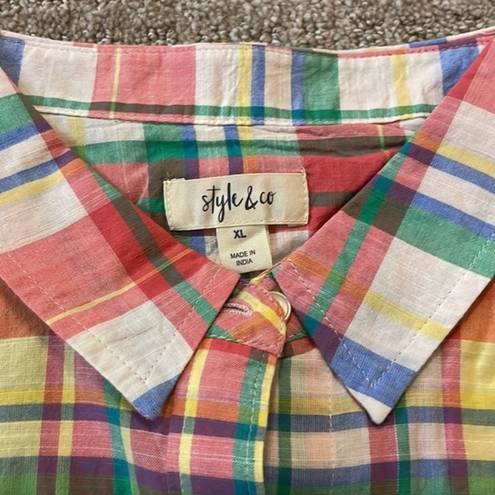 Style & Co NWT-  Plaid Button Down Long Sleeve Shirt