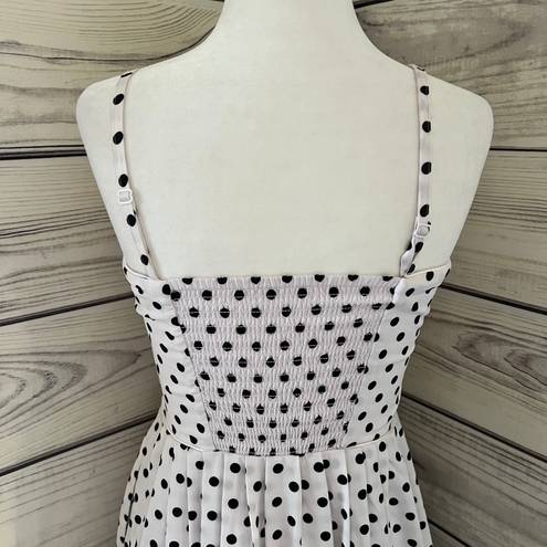 White House | Black Market White & Black Polka Dot Retro Style Fit & Flare Dress