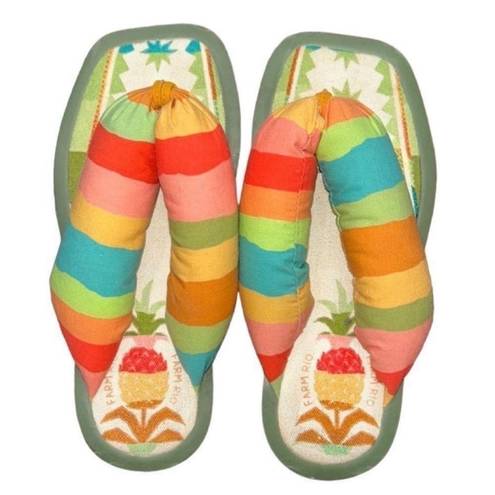 Farm Rio  Striped Multicolored Puffy Pineapple
Sandals(Size 6)