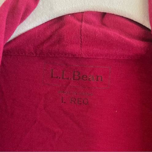 L.L.Bean  Cardigan Pink Pleated Pin Tuck Tie Front Open Long Sleeves Sz L EUC