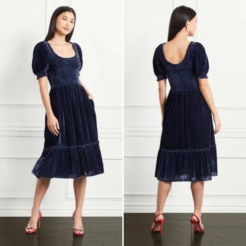 Hill House  The Louisa Nap Dress in Navy Blue Velvet Size M NWT