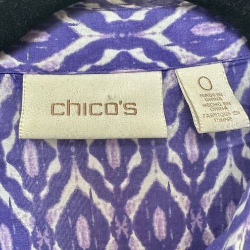 Chico's Chico’s purple geometric print button down shirt