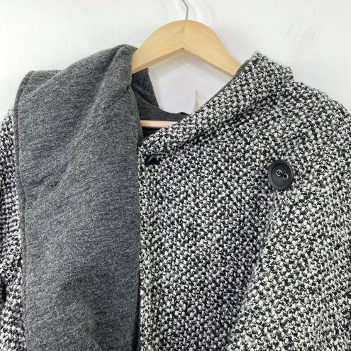 Free People  Black White Heavyweight Wool Blend Coat Women's Size Small S