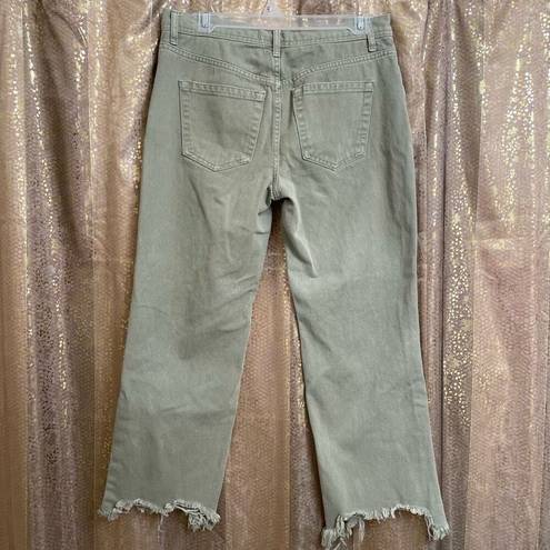 Free People  Maggie Mid-Rise Straight-Leg Ankle Jeans Washed Moss Sage Green 27