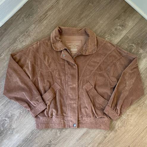 American Eagle  Outfitters Brown Corduroy Zip Up Bomber Jacket ~ Women’s Sz XS