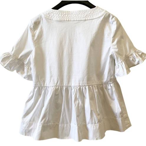 Kate Spade  Broome Street White Peplum Top sz xs cotton ruffle babydoll