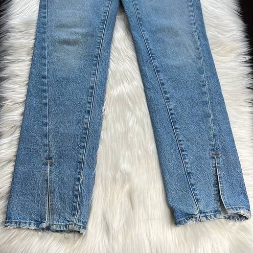 Good American  Blue Good Boy Twisted Slit Ankle Jeans