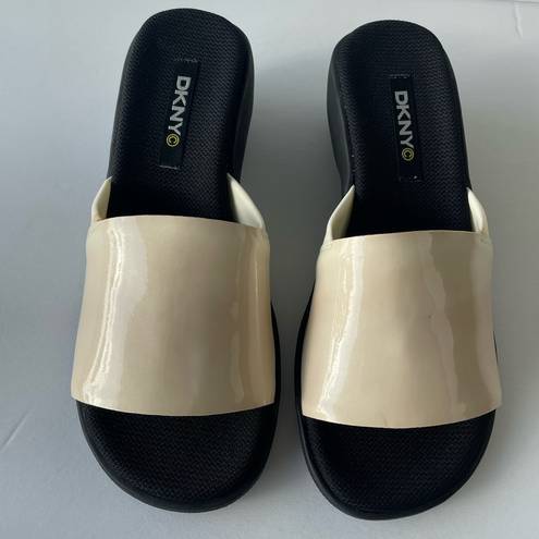 DKNY  Cream and Black Platform Sandals