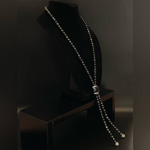 Onyx Vintage Black Hematite  And CZ Lariat Necklace