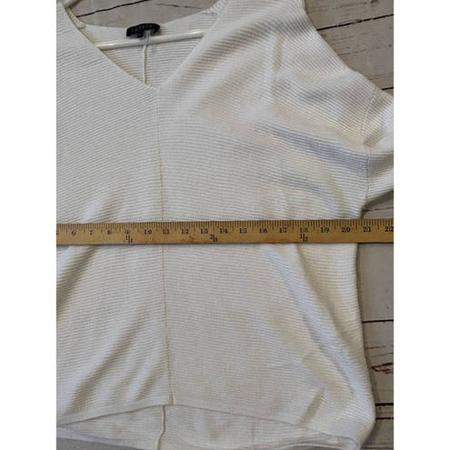 1. State  White Ribbed  V Neck Sweater Size Large Boho Oversized Loungewear