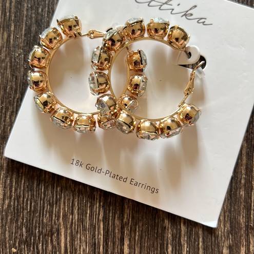 Ettika Crystal & 18k Gold Warrior Hoop Earrings