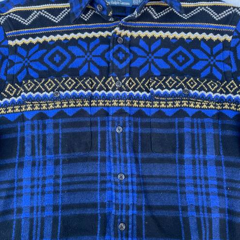 Polo Ralph Lauren Blue Flannel Southwestern Button Up Long Sleeve T-shirt