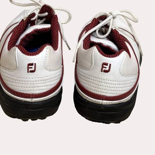 FootJoy  Womens Golf Shoes Cleats Leather White Maroon 8 M bv
