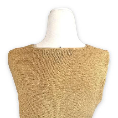 Josephine Chaus Vintage  Sweater Neutral Pullover Knit Sleeveless Tan Scoop Neck