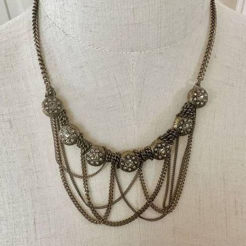 Talbots  brass tone rhinestone chain necklace