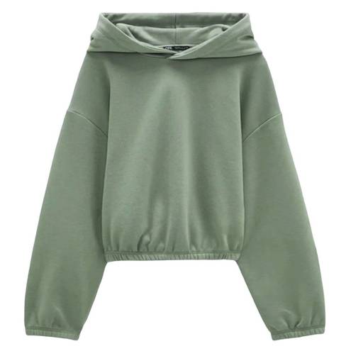 ZARA  sage green cropped hoodie and sweatpants set