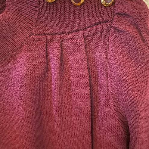 St. John  Marie Gray Burgundy Santana Knit Midi Dress Shoulder Buttons Size 6