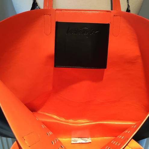 Lord and Taylor ⭐️NEW⭐️  Black & Orange Faux Leather Tote 👜 Bag