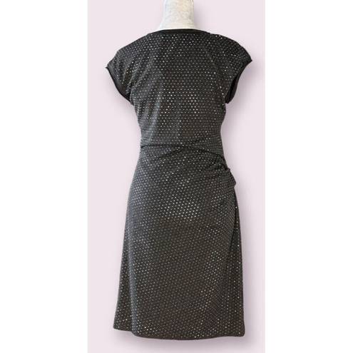 Rebecca Taylor  Nailhead Sheath Silver Studded Knit Dress Ruched Gray S