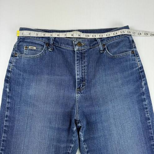 Lee Relaxed Straight Leg At The Waist Jeans Size 12 Short Blue High Rise