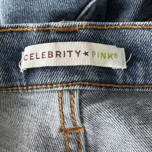 Celebrity Pink  JRS SZ 7/28 Jeans Hi-Rise Stretch Frayed Hems Distressed Rip Blue