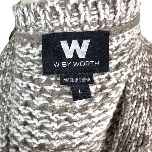 W By Worth  Women Gray Cotton Open Knit V-Neck Sleeveless Wrap Sweater Vest Sz L